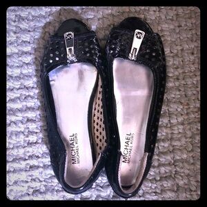 Michael Kors Patent Flats with Zipper Detail